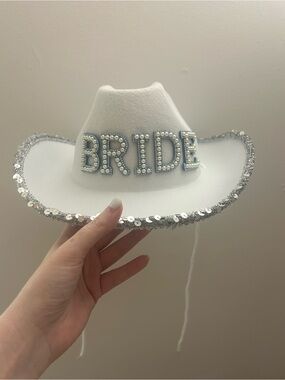 Target White Bride Sequin Pearl Cowgirl Hat